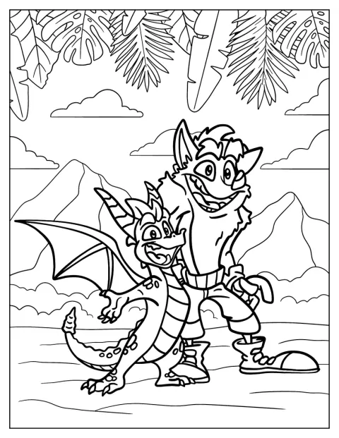 Spyro passe un moment avec Crash Bandicoot.