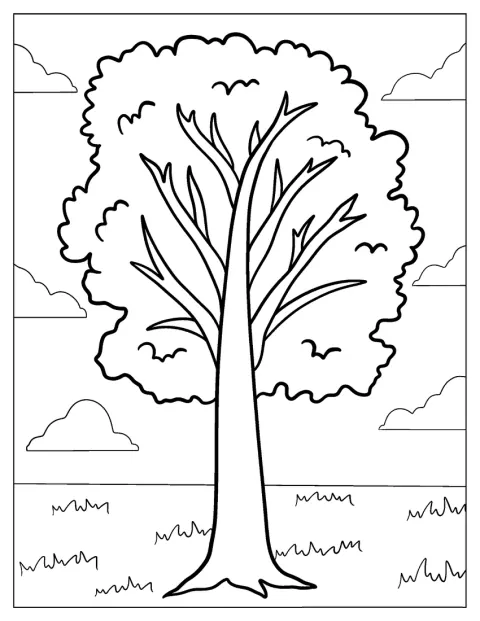 Simple Poplar Tree Coloring Page