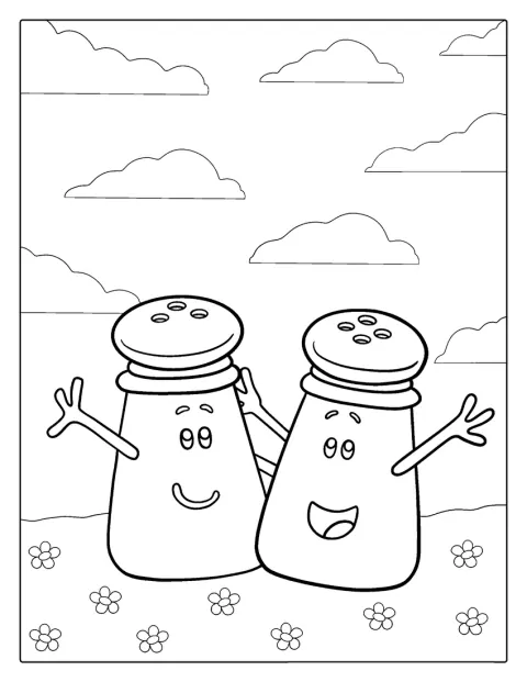 Mr Salt och Mrs Pepper står bredvid varandra.