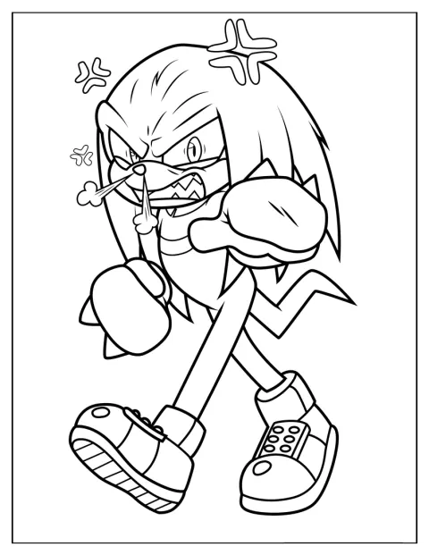 Knuckles fait face au spectateur, les narines dilatées.