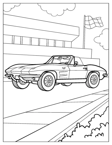 ビンテージのC1 コルベットが描かれています。