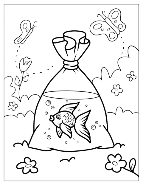 Goldfish Coloring Page Inside Plastic Bag