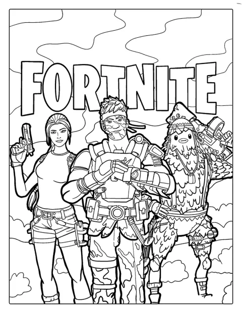 フォートナイトのロゴとバトルロイヤルの場面が描かれています。