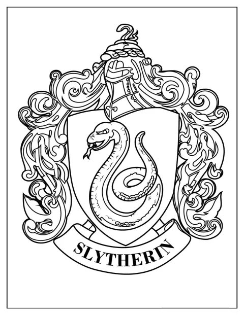 Slytherins våbenskjold viser husets velkendte emblem.