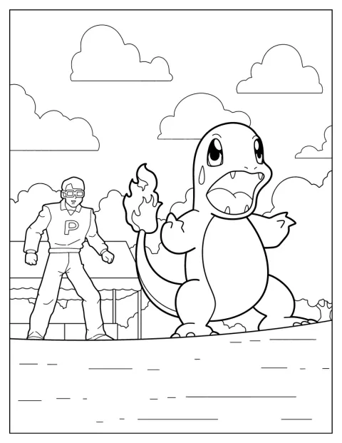 Charmander näyttää huolestuneelta taistelun keskellä.