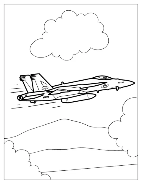 アメリカのジェット機、ボーイングF/A-18E/Fスーパーホーネットが高速で飛んでいます。