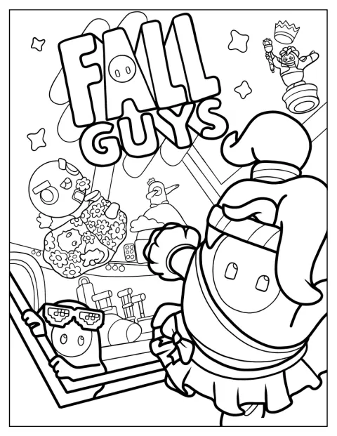 チアリーダーの衣装を着たフォールガイズが、ポスターに描かれています。