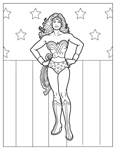 Wonder Woman appare in un’illustrazione vintage ricca di dettagli.