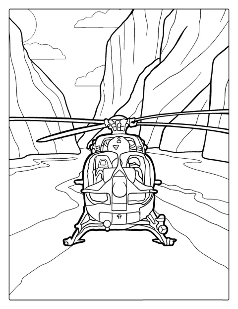 En Bell 206 visas med rotorblad och landningsmedar.