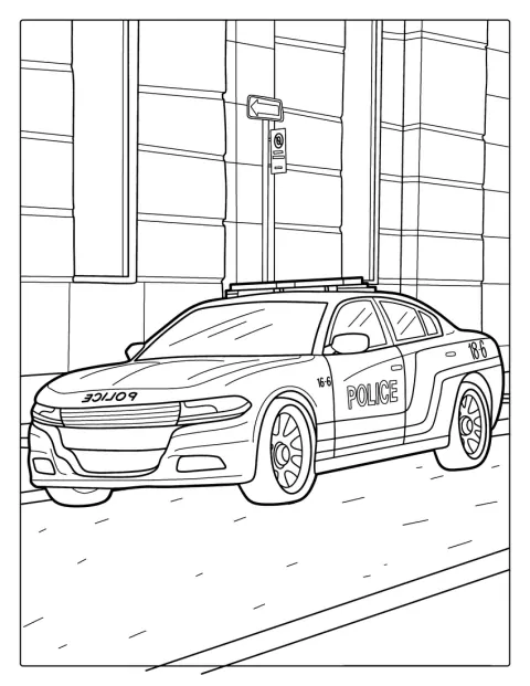 Un’auto della polizia statunitense è mostrata di lato.