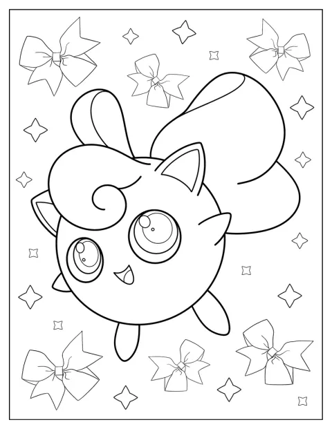 Jigglypuff mostra un grande fiocco legato sulla schiena.