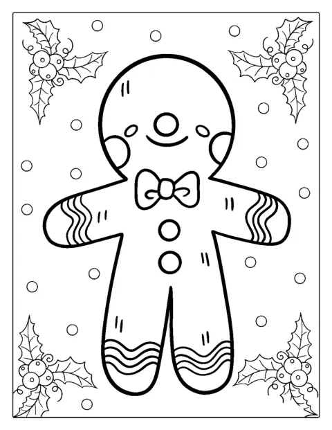 En pepparkaksgubbe med en stor rosett står redo för julen.