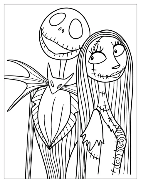 Jack a Sally jsou vyobrazeni v roztomilém stylu.