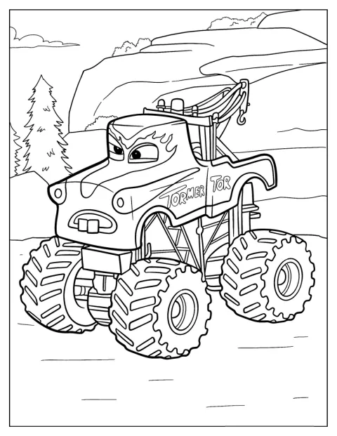 Tormentor, de Disney Pixar Cars, aparece preparado para remolcar.