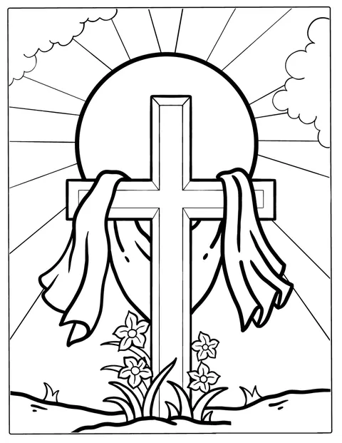 Et kors knyttet til Jesu påske står avbildet.
