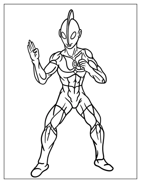 Ultraman stă cu pumnii ridicați, gata să lupte.