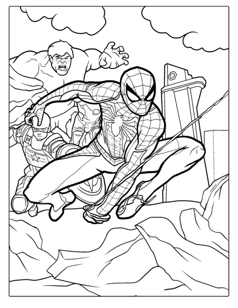 Spider-Man pózuje společně s Avengers.