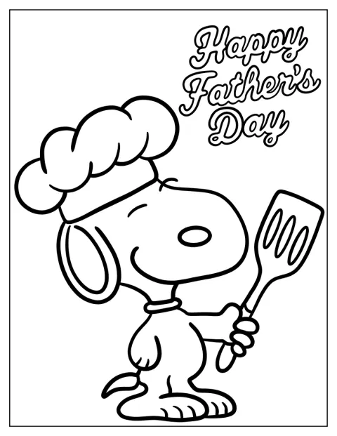 Chef Snoopy staat met een Vaderdagwens op de afbeelding.