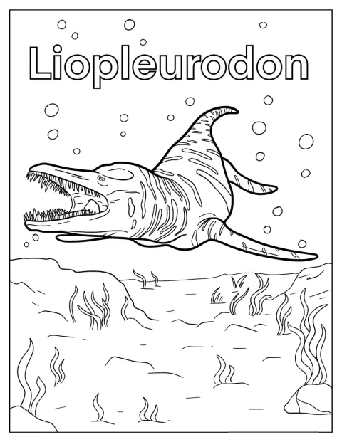 En skremmende Liopleurodon svømmer dypt under havoverflaten.