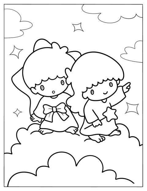 Little Twin Stars descansan sobre una nube.