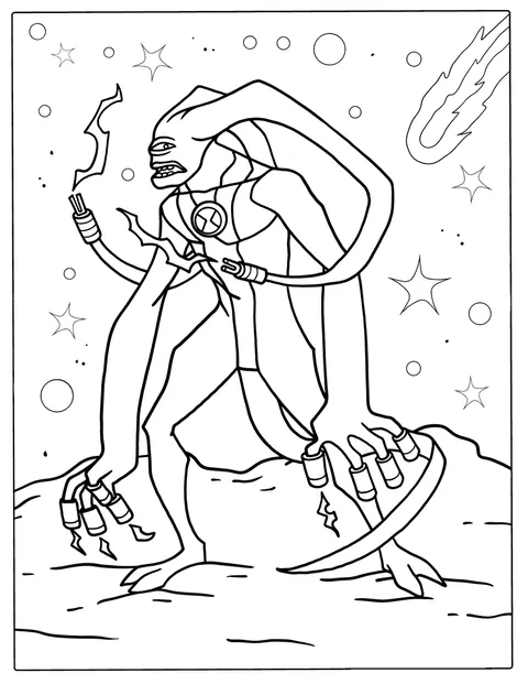 Coloring Page Of Alien On Faraway Planet