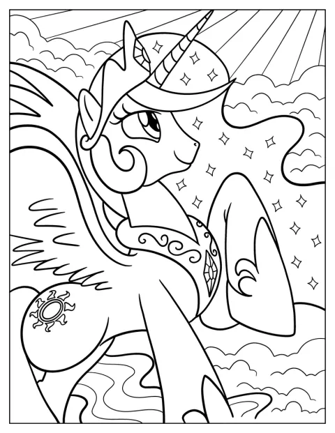 Prinsesse Celestia løfter blikket mot solen.