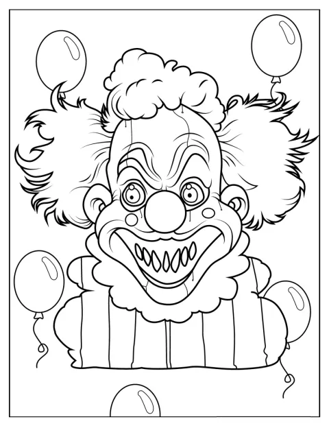 Un payaso de Halloween enseña una sonrisa inquietante.