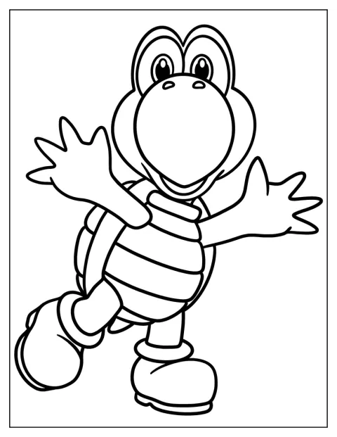 Koopa Troopa steht in einer schlichten, klaren Darstellung.