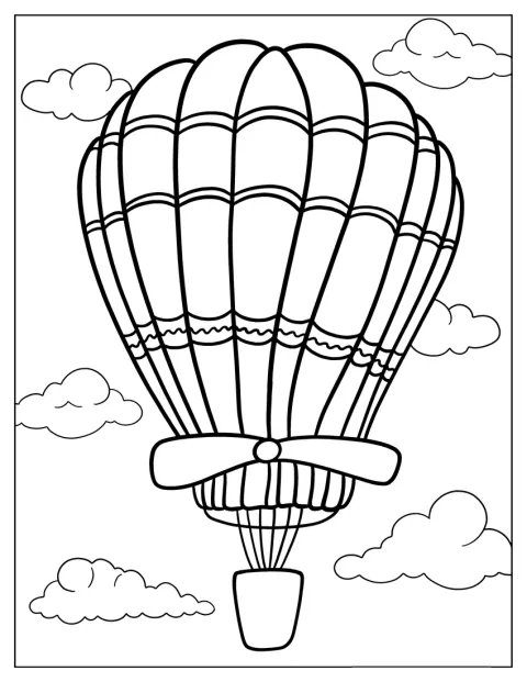 Une montgolfière équipée d’une hélice vole dans le ciel.