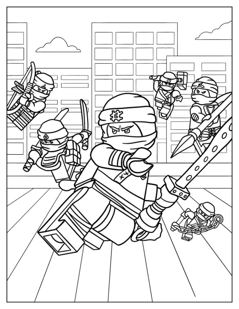 En plakat viser figurerne fra LEGO Ninjago-filmen.