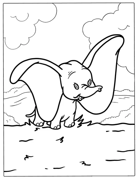 Dumbo hatalmas füleivel áll a képen.