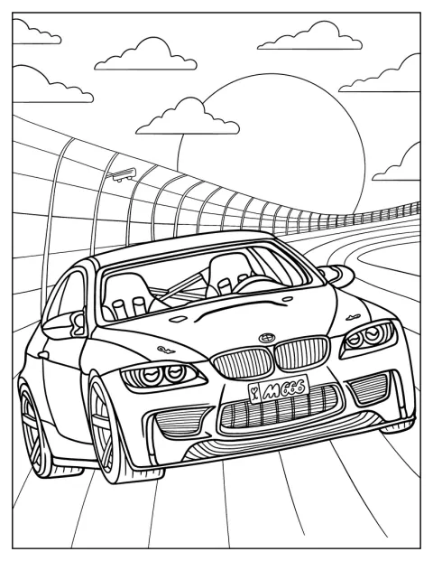 Detailed E92 BMW Coloring Page