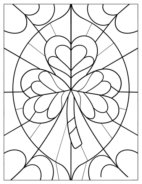 Elegant Shamrock Coloring Page Stained Glass