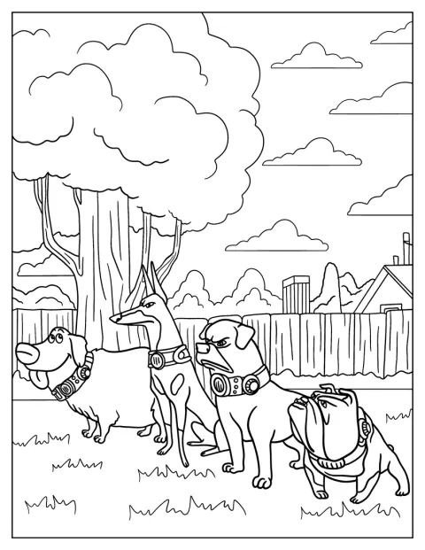 Dug staat met Alpha, Beta en Gamma in de achtertuin.