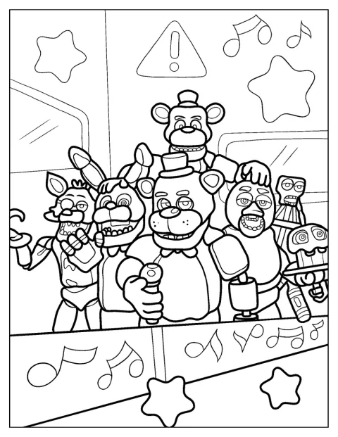 Personajele din Five Nights at Freddy’s apar împreună pe un poster.