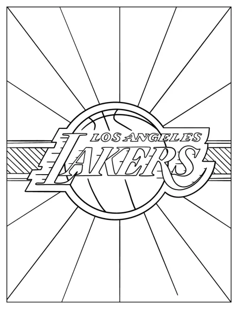 Il logo dei LA Lakers presenta il nome della squadra su un pallone da basket.