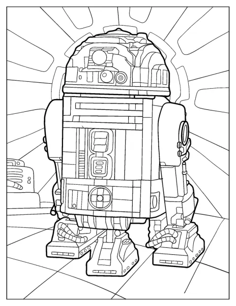 R2-D2 er gengivet med mange detaljer som LEGO-figur.
