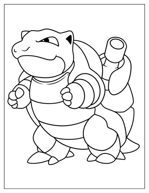 Blastoise står med vannkanonene sine.