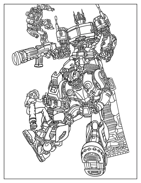 Bumblebee och Optimus Prime står tillsammans i detaljerad robotform.