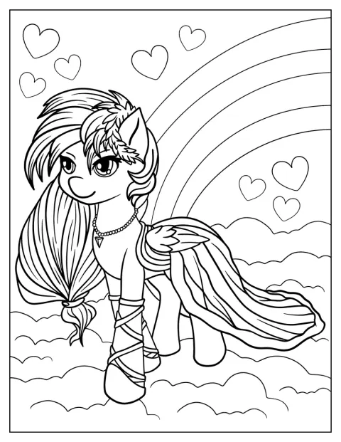 Rainbow Dash trägt ein Cape und einen Lorbeerkranz.