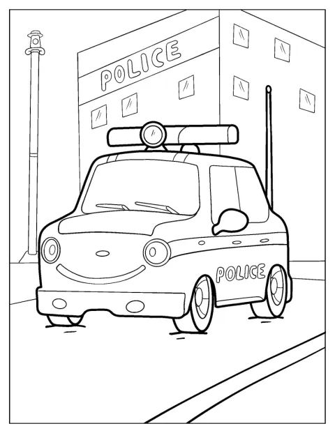 Pat, mașina de poliție, stă pregătită pentru patrulare.