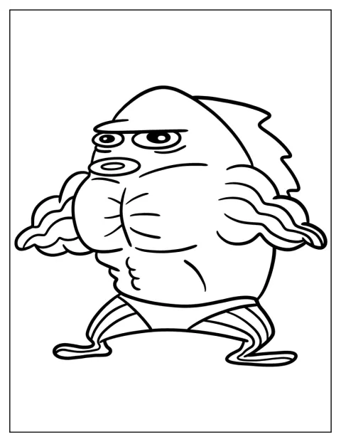 Frank spänner sina muskler i Bikini Bottom.