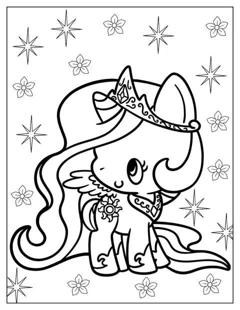Prinzessin Celestia ist in einfachen Umrissen dargestellt.