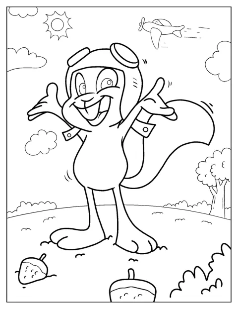 Rocket J Squirrel porte un casque d’aviateur.