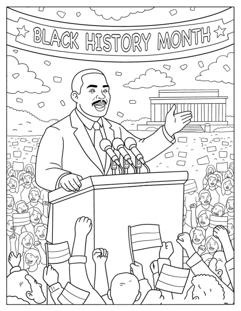 Martin Luther King Jr. taler til en folkemengde under Black History Month.