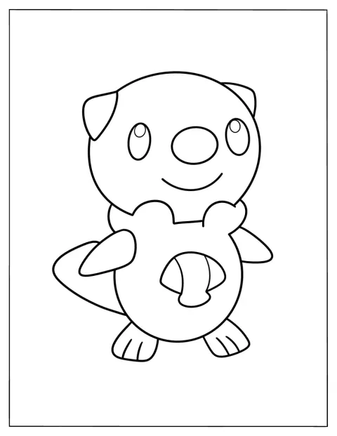 En sød odder sidder i kawaii-stil.
