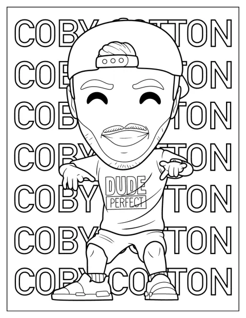 Coby Cotton sourit dans une représentation en personnage chibi.