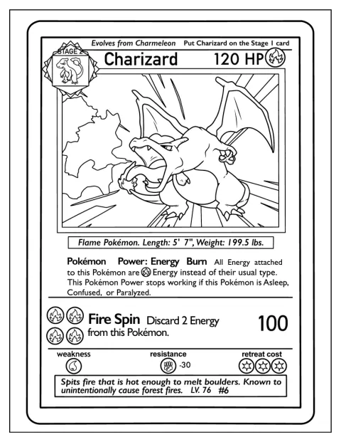 Una carta Pokémon raffigura Charizard.