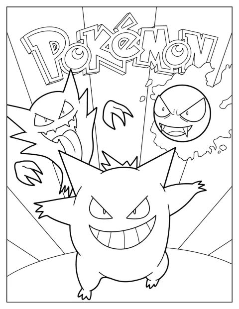 De poster toont de evolutielijn van Gengar.