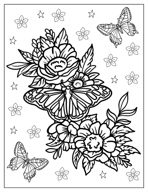Un papillon monarque se pose sur des fleurs.
